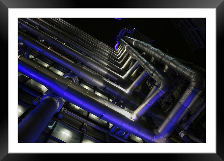 Lloyds building at night detail Framed Mounted Print by tim miller