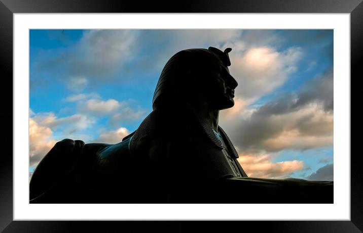 Egyptian style Sphinx in silhouette Framed Mounted Print by tim miller