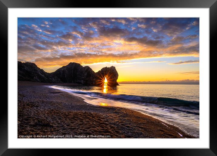 Sunrise through the arch at Durdle Door Framed Mounted Print by Richard Murgatroyd
