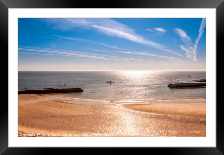 Sunshine at Cullercoats Bay  Framed Mounted Print by Naylor's Photography