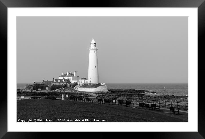 Lighthouse in Mono......... Framed Mounted Print by Naylor's Photography