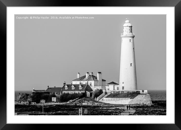  St Marys Island and Lighthouse in Mono Framed Mounted Print by Naylor's Photography
