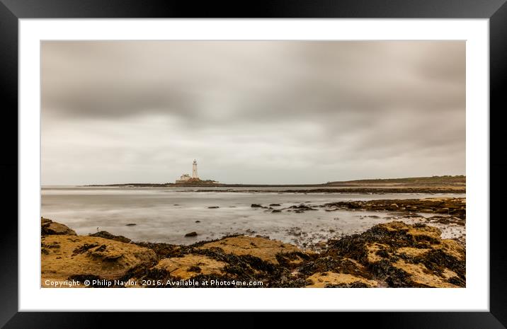 St. Mary's Lighthouse viewed from Hartley Bay..... Framed Mounted Print by Naylor's Photography