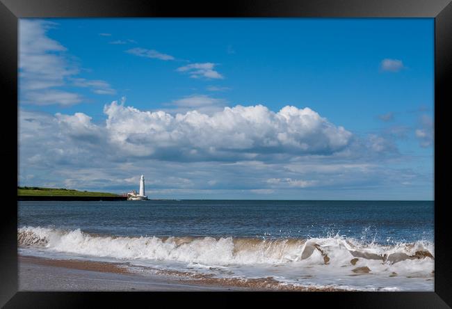 Waves and The Lighthouse............ Framed Print by Naylor's Photography