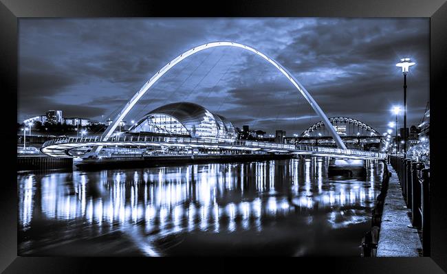 The Millennium Bridge all in Blue Framed Print by Naylor's Photography