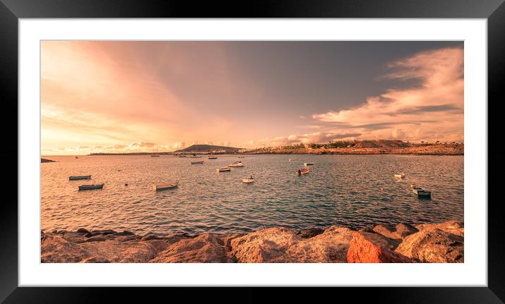 Playa Blanca sun goes down Framed Mounted Print by Naylor's Photography