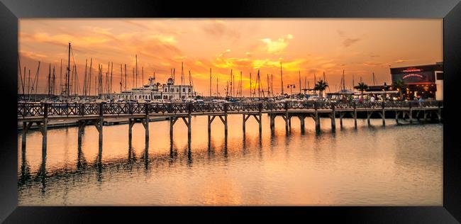 Fiery skies at the Marina Rubicon Framed Print by Naylor's Photography