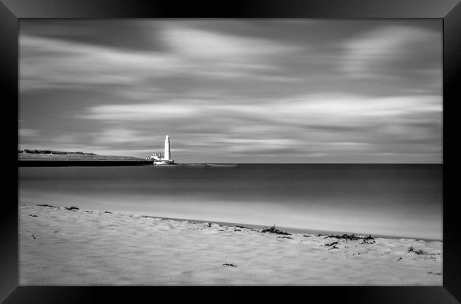Dreamy St. Marys from The Beach Black & White Framed Print by Naylor's Photography