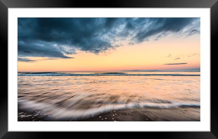 Bamburgh beach sunset slowly exposed  Framed Mounted Print by Naylor's Photography