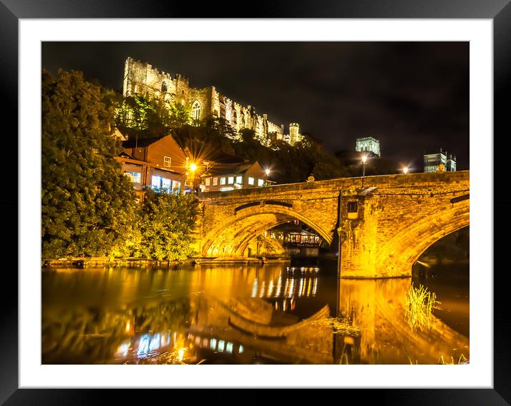  Durham Castle by Night Lights Framed Mounted Print by Naylor's Photography