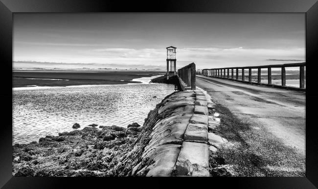 Refuge of Lindisfarne Causeway in Mono Framed Print by Naylor's Photography