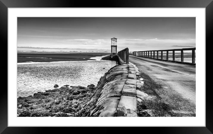 Refuge of Lindisfarne Causeway in Mono Framed Mounted Print by Naylor's Photography
