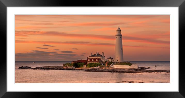 Sundown at St. Mary's Lighthouse Framed Mounted Print by Naylor's Photography
