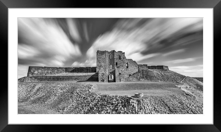 Majestic Ruins of Tynemouth Castle in Mono Framed Mounted Print by Naylor's Photography