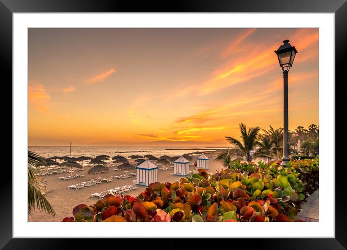Sun Sets at Playa del Duque Framed Mounted Print by Naylor's Photography
