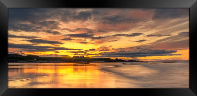 Sunset Reflections on Bamburgh Beach Framed Print by Naylor's Photography
