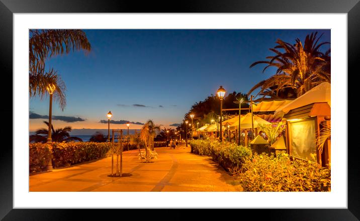 Ocean walk past Cafe's and Restaurants Framed Mounted Print by Naylor's Photography