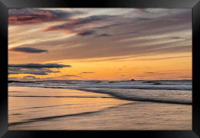 Golden glory at Bamburgh beach Framed Print by Naylor's Photography