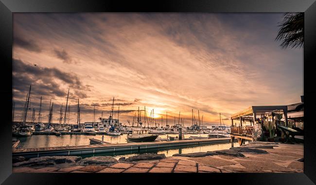 Marina Rubicon evening sunset Framed Print by Naylor's Photography
