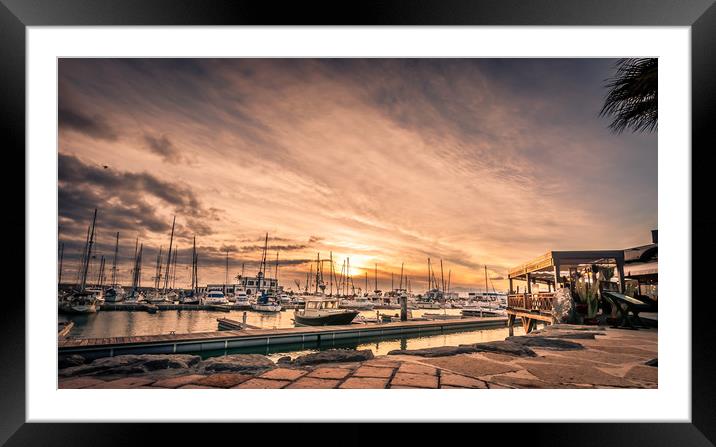 Marina Rubicon evening sunset Framed Mounted Print by Naylor's Photography
