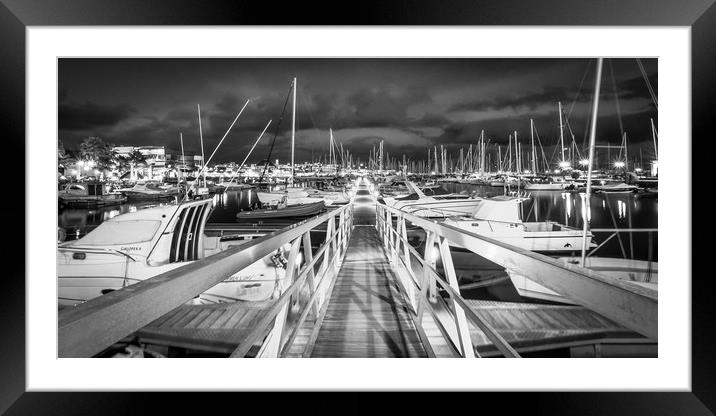 The Pontoon at the Marina Rubicon in Mono Framed Mounted Print by Naylor's Photography