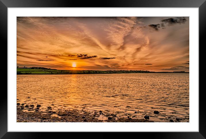 Sunset at Budle Bay high tide Framed Mounted Print by Naylor's Photography