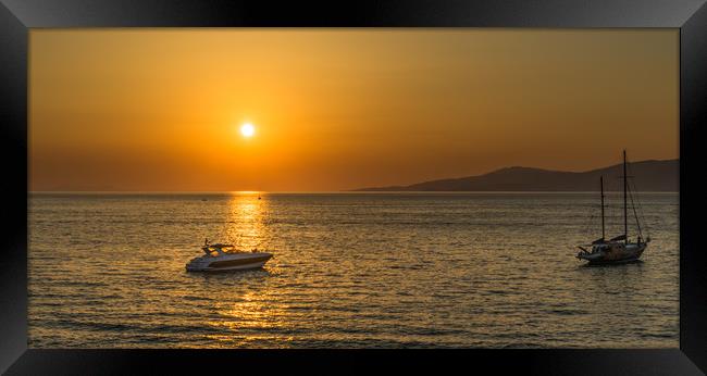 Mykonos Sunsetting Framed Print by Naylor's Photography