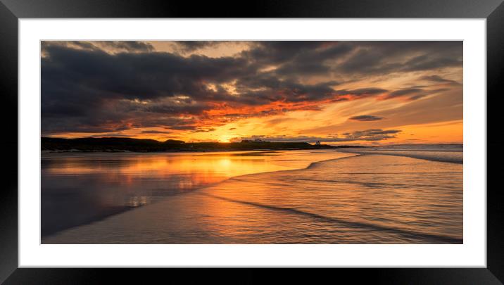 Beautiful Bamburgh Beach Sunset Framed Mounted Print by Naylor's Photography