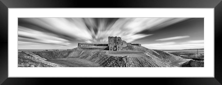 Tynemouth Castle mono Panorama Framed Mounted Print by Naylor's Photography