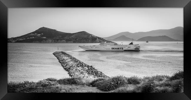 The Seajets ferry at Naxos Port  Framed Print by Naylor's Photography