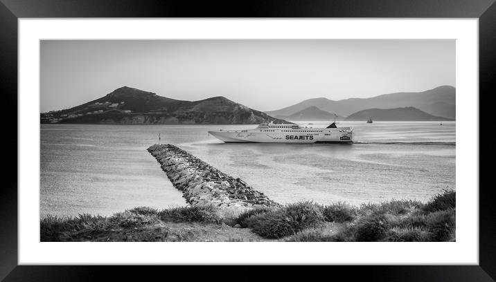 The Seajets ferry at Naxos Port  Framed Mounted Print by Naylor's Photography
