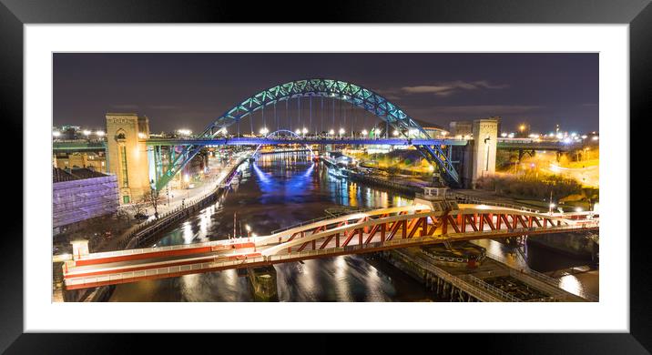 River Tyne Bridges Framed Mounted Print by Naylor's Photography