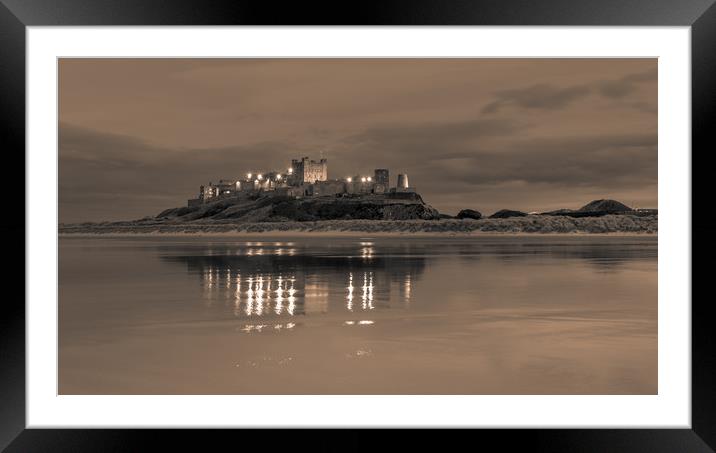 Twilight Bamburgh Castle  Framed Mounted Print by Naylor's Photography
