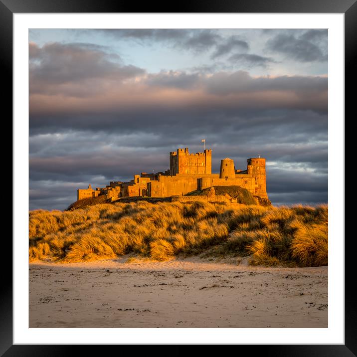 Sunset at Bamburgh Castle Framed Mounted Print by Naylor's Photography