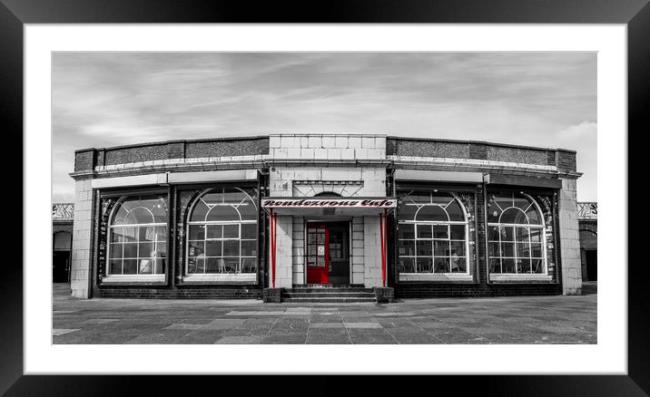 Rendezvous Cafe Beside the Sea Selective Colouring Framed Mounted Print by Naylor's Photography