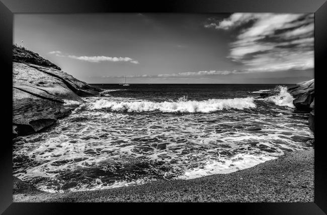 Beautiful bay in lack and white Framed Print by Naylor's Photography