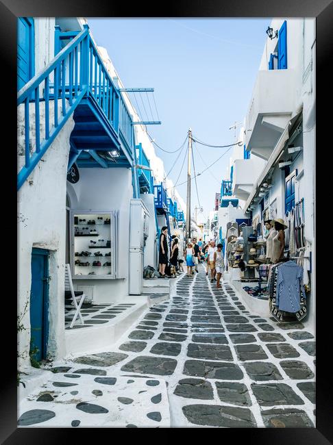 The Streets of Mykonos Framed Print by Naylor's Photography