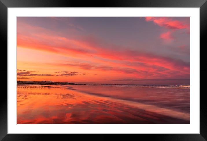 Super Red Sky at Bamburgh Beach Framed Mounted Print by Naylor's Photography