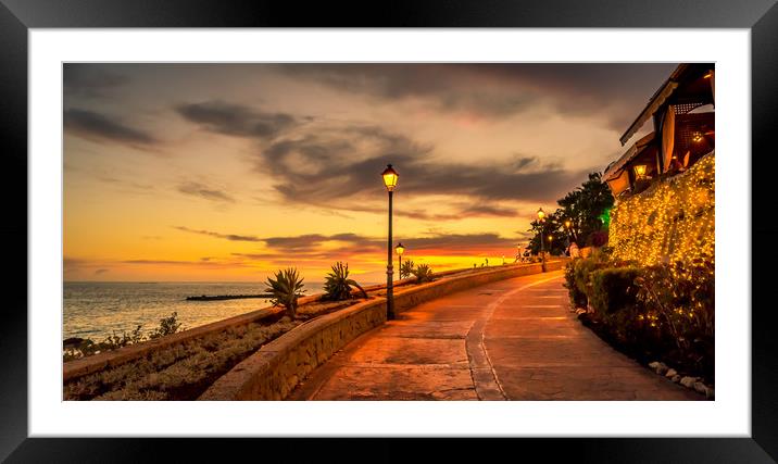 Walking the promenade at night Framed Mounted Print by Naylor's Photography