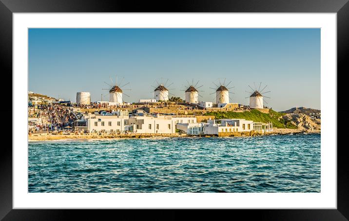 The Beautiful Windmills of Mykonos Framed Mounted Print by Naylor's Photography