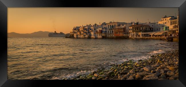 Mykonos Town from the shore Framed Print by Naylor's Photography