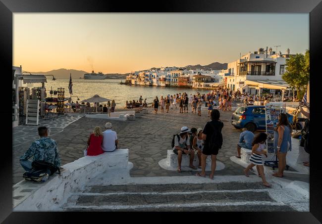 Mykonos charm in the evening Framed Print by Naylor's Photography