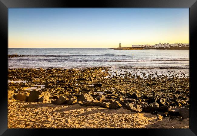Playa de Las Cucharas in Costa Teguise in Lanzarot Framed Print by Naylor's Photography
