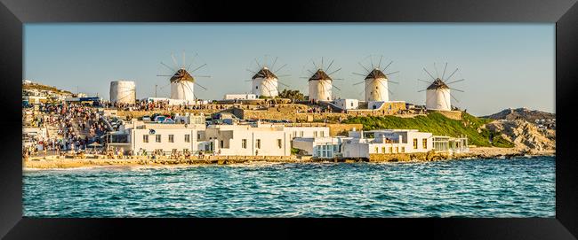 Mykonos windmills in high definition Framed Print by Naylor's Photography
