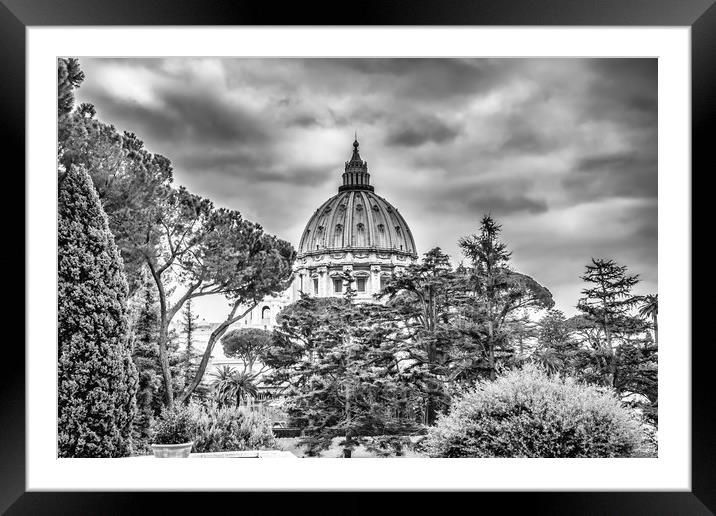 A black and white photo of St Peters Basilica  Framed Mounted Print by Naylor's Photography
