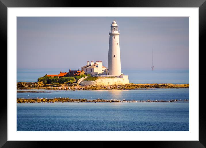 Whitley Bay Lighthouse Framed Mounted Print by Naylor's Photography