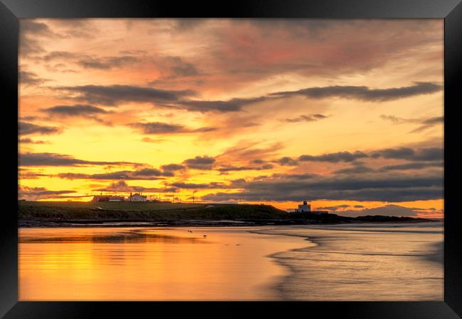 Dreamy Bamburgh sunset at the beach Framed Print by Naylor's Photography