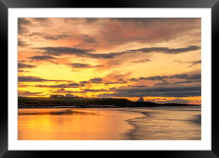 Dreamy Bamburgh sunset at the beach Framed Mounted Print by Naylor's Photography