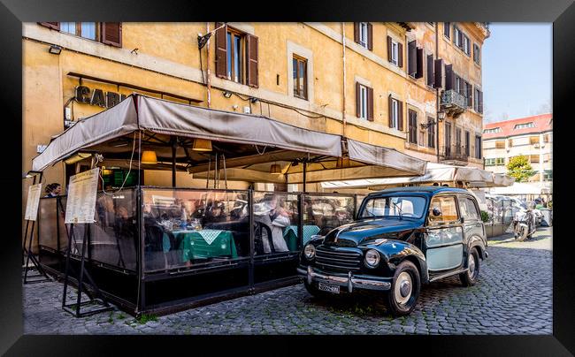 Car and Restaurant Italy  Framed Print by Naylor's Photography