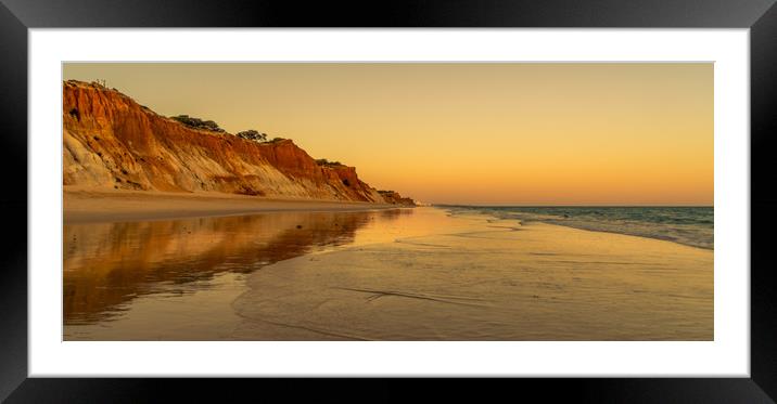 Sunset and red rocks Praia da Falesia Framed Mounted Print by Naylor's Photography